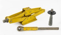 BATTAINI JACK: An original circa 1974-1985 Ferrari Battaini scissor jack (colour yellow), believed to suit 308 model and possibly other models from similar era, includes short jack extension & ratchet handle [Location: Melbourne]