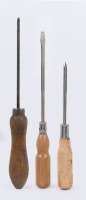 SCREWDRIVERS: Three original early 1960s Ferrari light coloured wooden handled screwdrivers, believed to suit 250, 275 or 330 [Location: Melbourne]