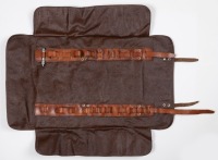 TOOL ROLL BAG: An original circa late 1960s early 1970s Ferrari 330 / 365 brown vinyl tool roll bag [Location: Melbourne]