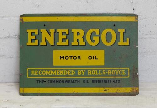 ENERGOL: A steel 'Energol Motor Oil' rack sign, 51x36cm.