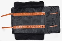 FERRARI TOOL ROLL BAG: A reproduced 1980s Ferrari black vinyl tool roll & jack bag, no contents [Location: Melbourne]