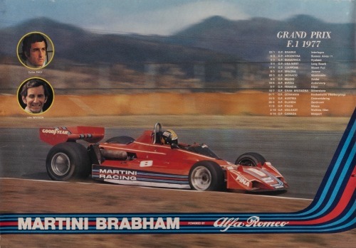 BRABHAM: A poster on thick stock celebrating the Alfa powered Martini Brabham F1 car of 1977 [Location: Melbourne]