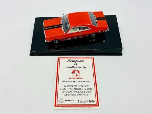 99 · HOLDEN: A 1:43 scale model by Autoart of the Holden HT Monaro GTS 350 in Sebring Orange, limited edition 1979/3000, complete with certificate of authenticity and display case [Location: Sydney]