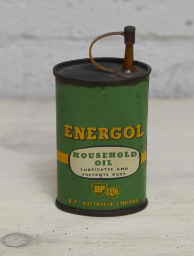 ENERGOL: An 'Energol Household Oil' three fluid onces handy oiler, 12cm high.