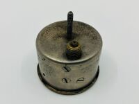 JAEGER OIL GAUGE: A British Jaeger oil pressure gauge, white markings on black face and brass bezel, 55mm diameter - 4
