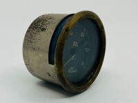 JAEGER OIL GAUGE: A British Jaeger oil pressure gauge, white markings on black face and brass bezel, 55mm diameter - 5