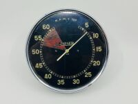 JAEGER TACHOMETER: A large Jaeger Model 12022 6000rpm tachometer with white markings on a black dial and painted redline, 15cm diameter - 2