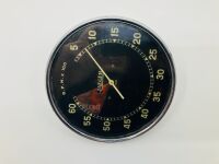 JAEGER TACHOMETER: A large Jaeger Model 12022 6000rpm tachometer with white markings on a black dial and painted redline, 15cm diameter - 3