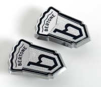 BERTONE: A pair of plastic Bertone 'B' body badges, measures approx 4.5cm high each [Location: Melbourne]