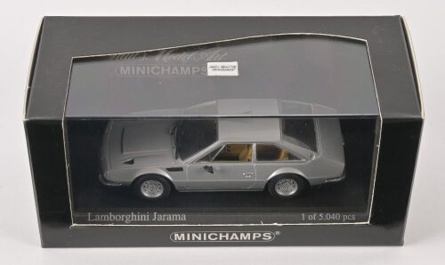 LAMBORGHINI: A Minichamps 1:43 scale 1974 Lamborghini Jarama in silver, limited edition of 5040 units in original box [Location: Melbourne]