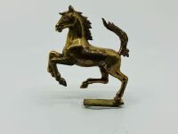 FERRARI: A small brass Prancing Horse on stand, approx 6.5cm high x 6cm wide - 2