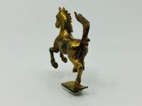 FERRARI: A small brass Prancing Horse on stand, approx 6.5cm high x 6cm wide - 3