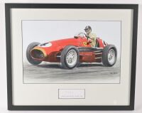 ASCARI/GAZE: A print depicting Squadron Leader F.A.O Tony Gaze OAM in the Ascari Ferrari 500, Gaze signature [Location: Melbourne]