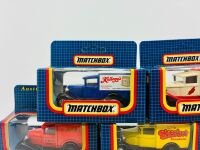MATCHBOX: Eight 1:64 scale Matchbox models featuring the Ford Model A Van (MB38) in various liveries, all in original packaging [Location: Sydney] - 2