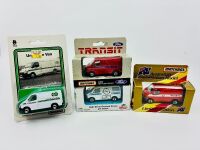 MATCHBOX: Four 1:64 scale Matchbox models featuring the Ford Transit (MB 60) in various liveries, all in original packaging [Location: Sydney]