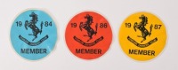 FERRARI REGISTER: A collection of four Ferrari Owners Club stickers, including three 'Member' multiple adhesion window stickers, 1984,1986,1987 [Location: Melbourne] - 2