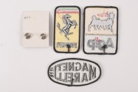 PATCHES & BADGE: Three cloth patches, including Ferrari, Agip, Magneti Marelli, and an Agip badge [Location: Melbourne] - 2