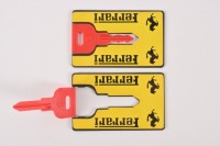 EMERGENCY KEYS: Two c1980s Ferrari emergency wallet keys, one being cut, one uncut [Location: Melbourne] - 2