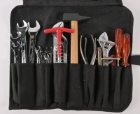 TOOL ROLL: A tool roll suited to c1970s-1980s Maserati and other Italian marques, comprising Italian-made tools, housed within canvas roll [Location: Melbourne] - 2