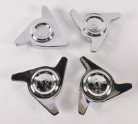 WHEEL SPINNERS: Four Ferrari three ear wheel spinner knock-offs, including three right hand thread and one left hand. Each measure approximately 55mm internally [Updated Description & Photos] [Location: Melbourne]