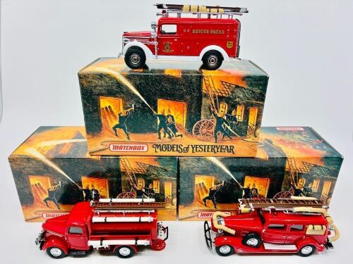 283 · MATCHBOX YESTERYEAR: Three Matchbox Models of Yesteryear 'Fire Engine' series 1:43 scale models, all complete with original packaging [Location: Sydney]