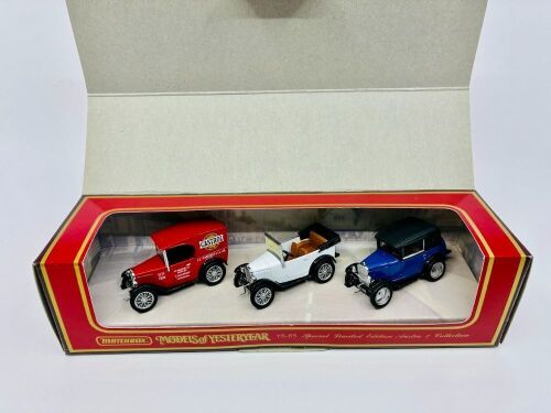 312 · MATCHBOX YESTERYEAR: A Matchbox Models of Yesteryear box set, 'Special Limited Edition Austin 7 Collection' (YS-65), featuring three 1:43 scale models of the Austin Seven, complete with original packaging [Location: Sydney]