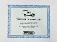 MATCHBOX: A framed display featuring a disassembled 1930 Ford Model A Van, limited edtion 53/500, complete with cerificate of authenticity [Location: Sydney] - 2
