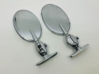 SIDE MIRRORS: A pair of chrome oval side mirrors with mounts - 4