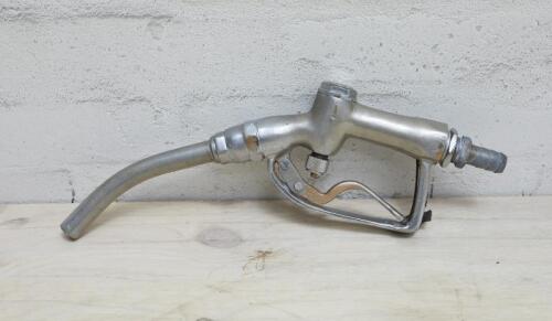 GILBERT & BARKER: A solid brass petrol pump trigger nozzle, 45cm long.