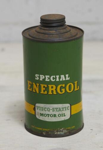 ENERGOL: An 'Energol Special Viscoe Static Motor Oil' one imperial quart tin, 19cm high.