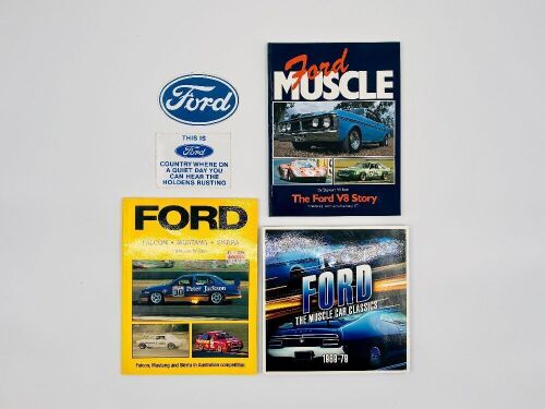 FORD: A group of three publications featuring Ford road and race cars together with two stickers [Location: Sydney]