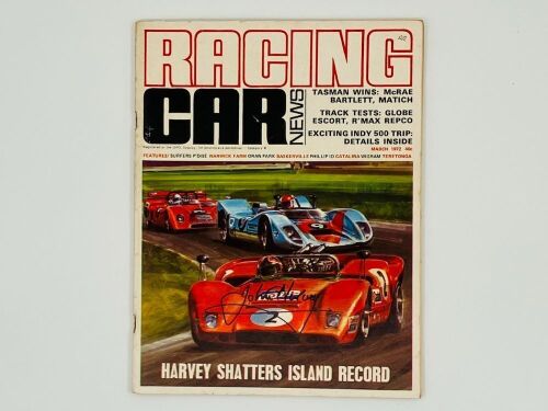 16 · RACING CAR NEWS: A copy of the March 1972 edition signed on the cover by John Harvey [Location: Sydney]