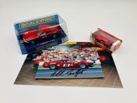 ALLAN MOFFAT: A pair of models of Moffat's No. 9 Mustang including a limited edition Scalextric slot car, numbered 2940/3500 together with a 1:64 scale model by DDA Collectibles and two unframed photographs (one signed by Allan Moffat) [Location: Sydney] - 2