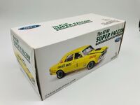 FORD XY FALCON GT-HO: A 1:18 scale model by Classic Carlectables of the GT-HO Super Falcon 1972 ATCC Last Race at Oran Park in Grace Bros. livery [Location: Sydney] - 2
