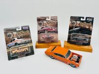AUSTRALIAN MUSCLE CARS: Three 1:64 DDA OZ Wheels models including the Ford XY Ute, The Ford XA Falcon GT and the Holden HQ Monaro as well as a Monaro model, believed to be ceramic [Location: Sydney]