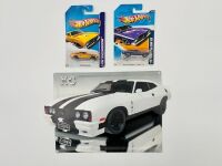 FORD FALCON: Two 1:64 scale Hot Wheels models of the Ford Falcon XB Hardtop together with an XC Cobra metal sign. [Location: Sydney]