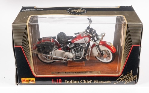 INDIAN: A Maisto 1:10 scale Indian Chief Roadmaster, # 31604, in original box