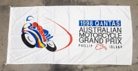 AUSTRALIAN MOTOGP: A flag promoting the 1998 Australian MotoGP at Phillip Island, 90cm high, 1.8m wide