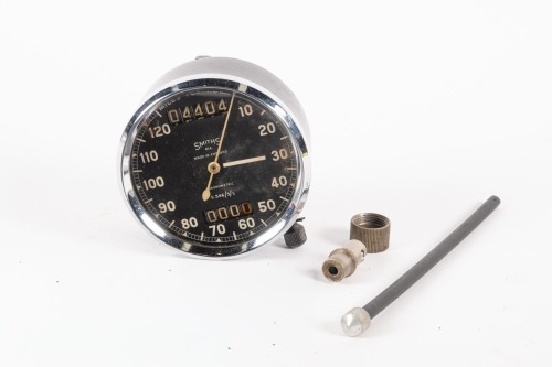 SMITHS: A circa 1950s Smiths model S.546/3/L chronometric 120 MPH speedometer gauge, 7cm lens diameter, believed to BSA
