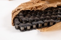 RENOLD CHAIN: A new in original box Renold motorcycle chain, size 1/2 inch pitch, 0.305 inch width, 137 links long with connector links - 2
