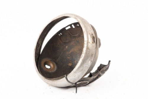 HEADLIGHT: A Lucas type DU142 pre-war brass headlight shell, rim & panel, lens diameter 18.5cm