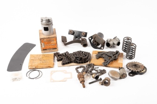 VELOCETTE GTP: A box of assorted Velocette GTP parts