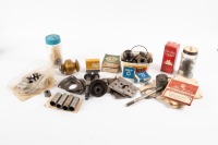 NORTON INTERNATIONAL: A box of assorted Norton International Model 40 engine parts, includes seals, bolts, brackets, gears, bearings etc