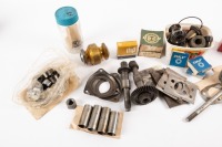 NORTON INTERNATIONAL: A box of assorted Norton International Model 40 engine parts, includes seals, bolts, brackets, gears, bearings etc - 3