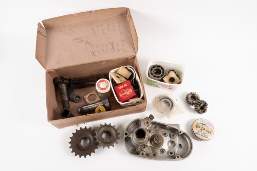 NORTON INTERNATIONAL: A box of assorted Norton International Model 40 gearbox parts