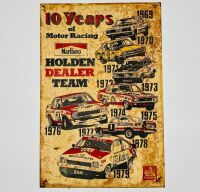 HOLDEN DEALER TEAM: A tin promotional sign celebrating ten years of the Holden Dealer Team 1969-1979 [Location: Sydney]