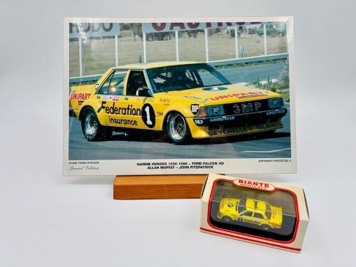 FORD XD FALCON: A 1:64 scale model by Biante of the #1 Moffat/Fitzpatrick Bathurst entry, in original packaging together with a colour photograph mounted on board of the same car [Location: Sydney]