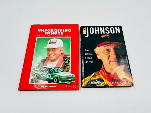 DICK JOHNSON: Two hardcover books including 'The Unforgiving Minute' by Bill Tuckey and his autobiography 'Dick Johnson: Don't tell me I can't do that' [Location: Sydney]