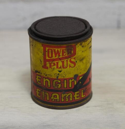 POWER PLUS: A Power Plus Grey Engine Enamel tin, 9cm high.