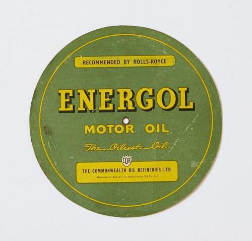 ENERGOL: An Energol Motor Oil Fault Location Disc chart, 15cm diameter.